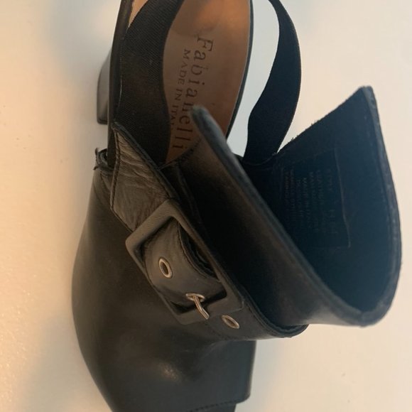 Fabianelli Black Leather Block Heeled Sandal - Picture 4 of 4